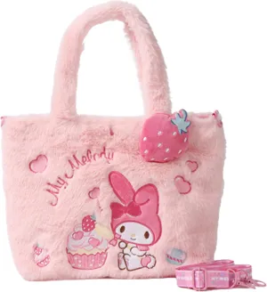 Melody Embroidered Plush Tote Bag with Strap