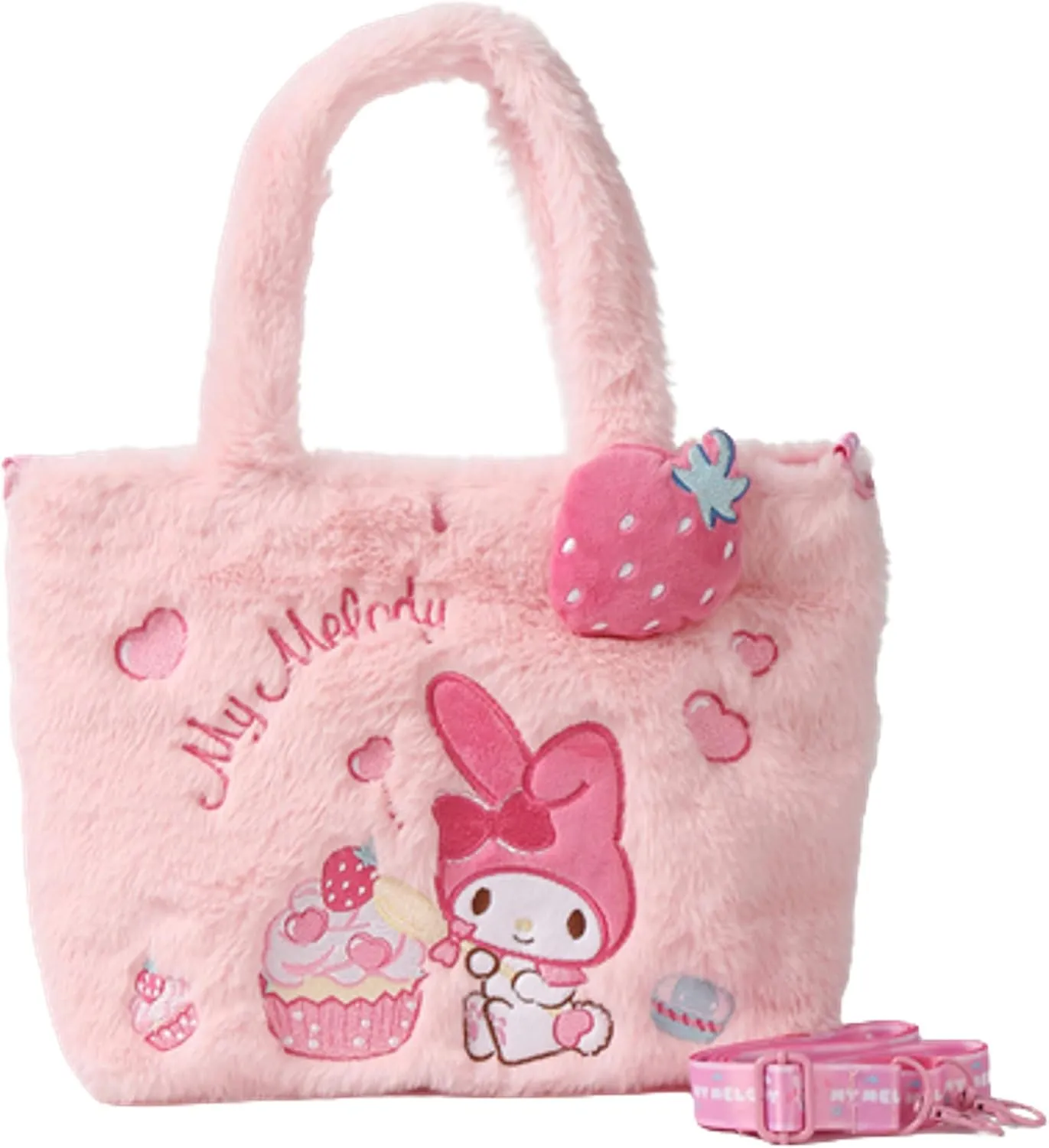 Melody Embroidered Plush Tote Bag with Strap