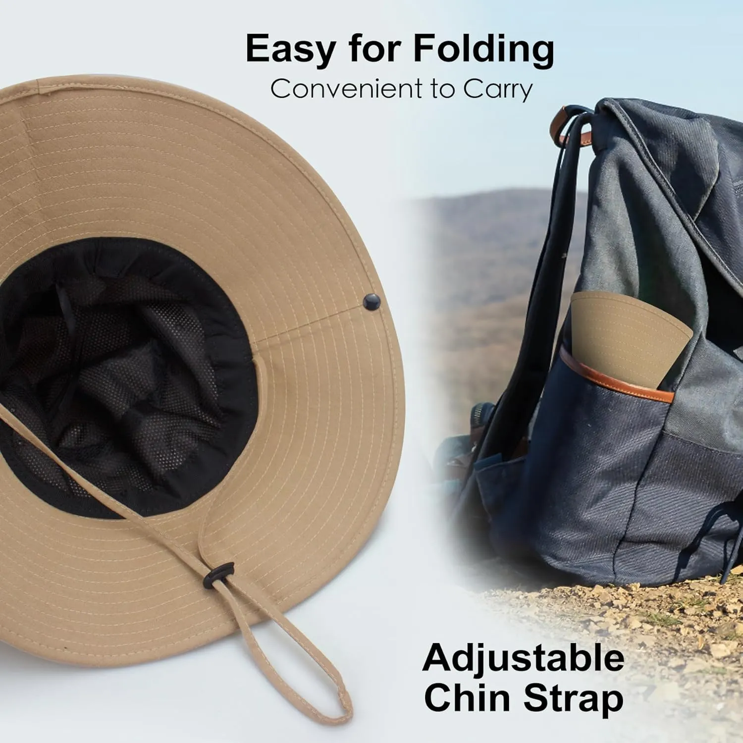 Men Sun Hat Summer UV Protection Wide Brim Bucket Hats Packable Boonie Cap for Fishing Hiking Gardening Safari Beach