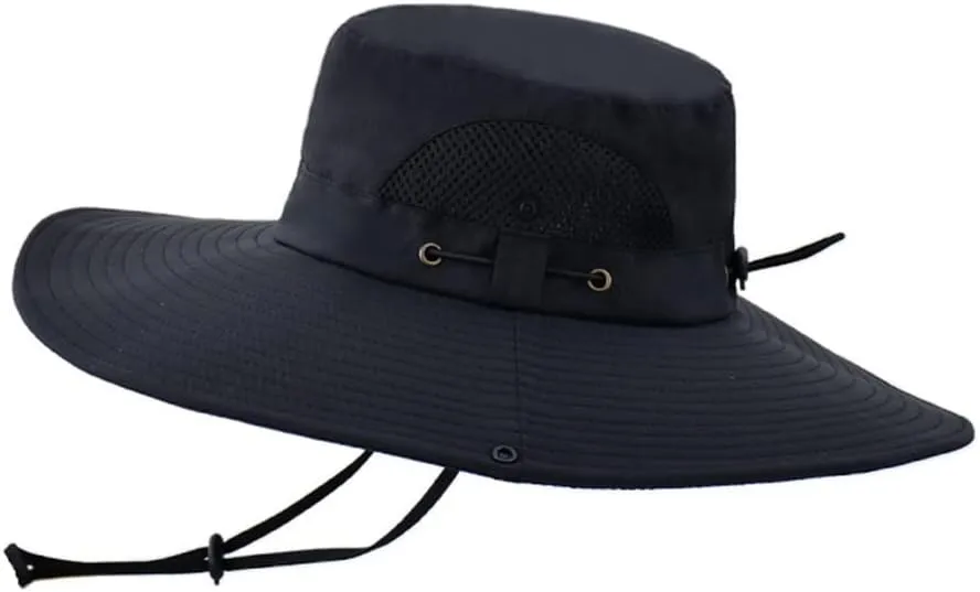 Men Women Mesh Breathable Summer Outdoor Fishing Hat UV Protection Sun Cap Adjustable Wide Brim Bucket Boonie Cap