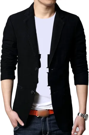 Men's 2 Buttons Casual Sport Coats Lightweight Single Breasted Slim Fit Suit Blazer Cotton Formal Dress Jackets