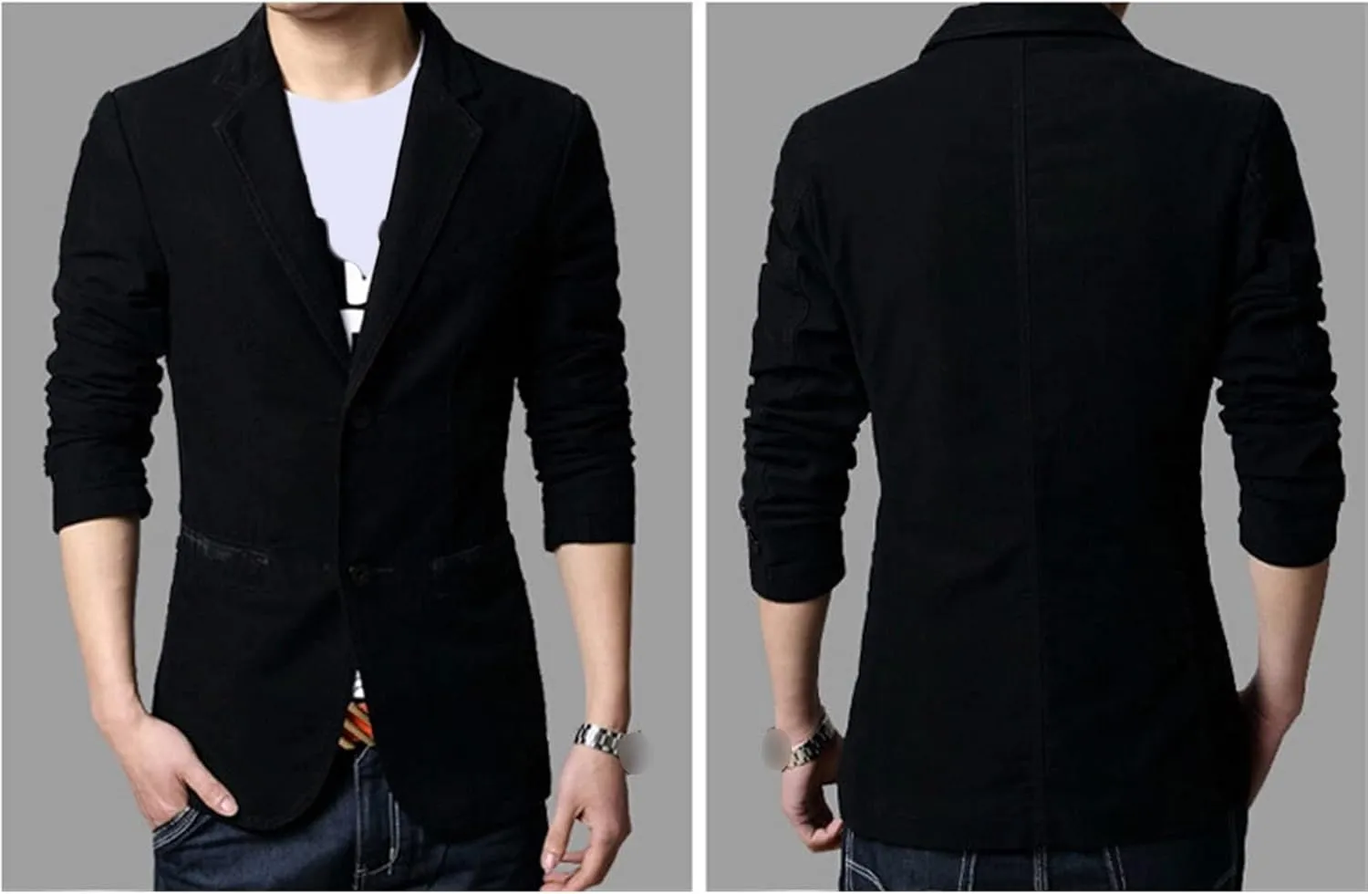 Men's 2 Buttons Casual Sport Coats Lightweight Single Breasted Slim Fit Suit Blazer Cotton Formal Dress Jackets