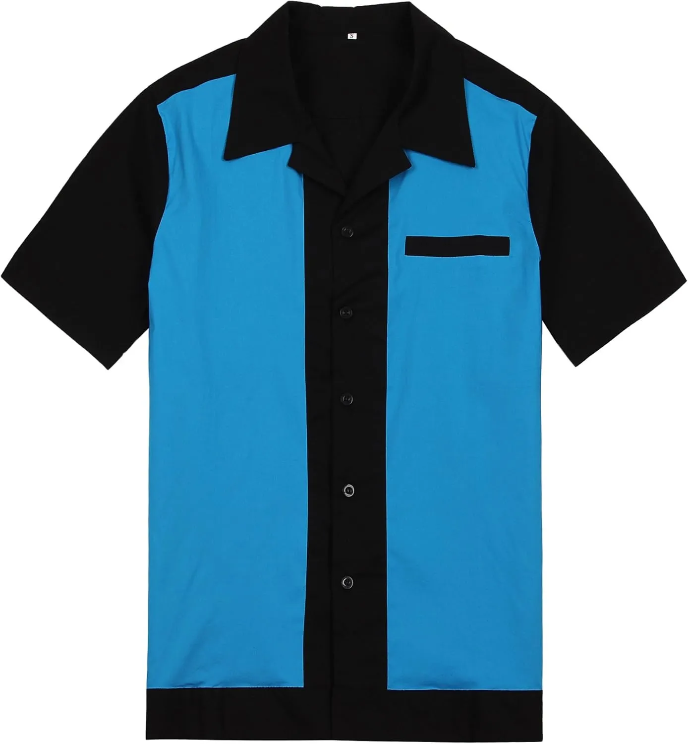 Men's 50s Male Clothing Rockabilly Style Casual Cotton Mens Shirts Short Sleeve Bowling Casual Button-Down Shirts