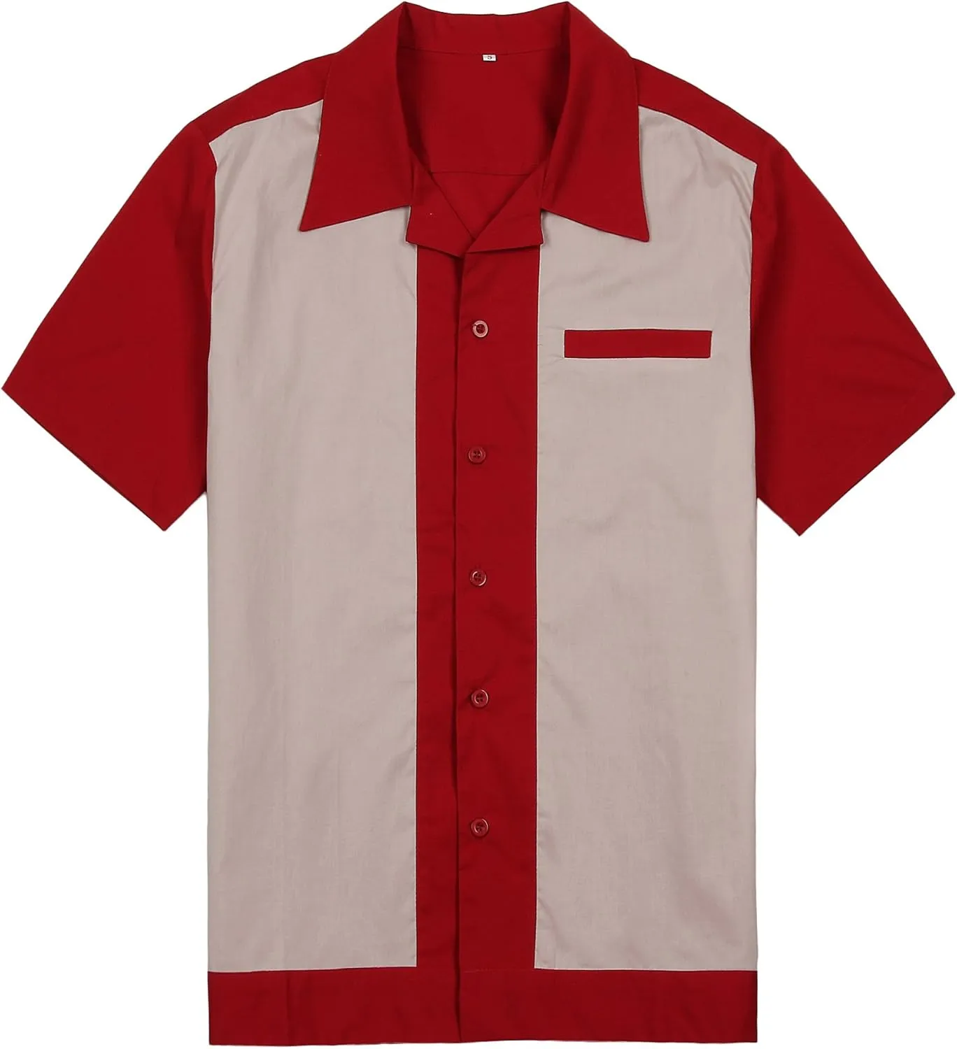 Men's 50s Male Clothing Rockabilly Style Casual Cotton Mens Shirts Short Sleeve Bowling Casual Button-Down Shirts