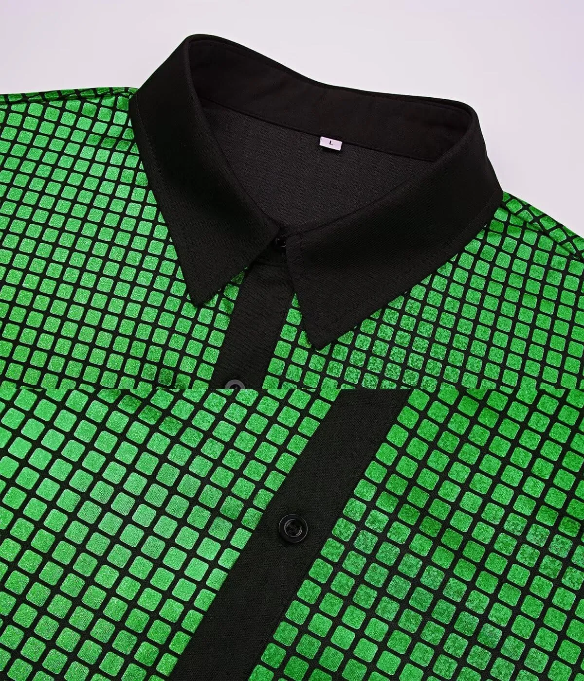 Men's 70s Disco Outfits Shirt Sequin Short Sleeve Top Prom Costume Halloween Party