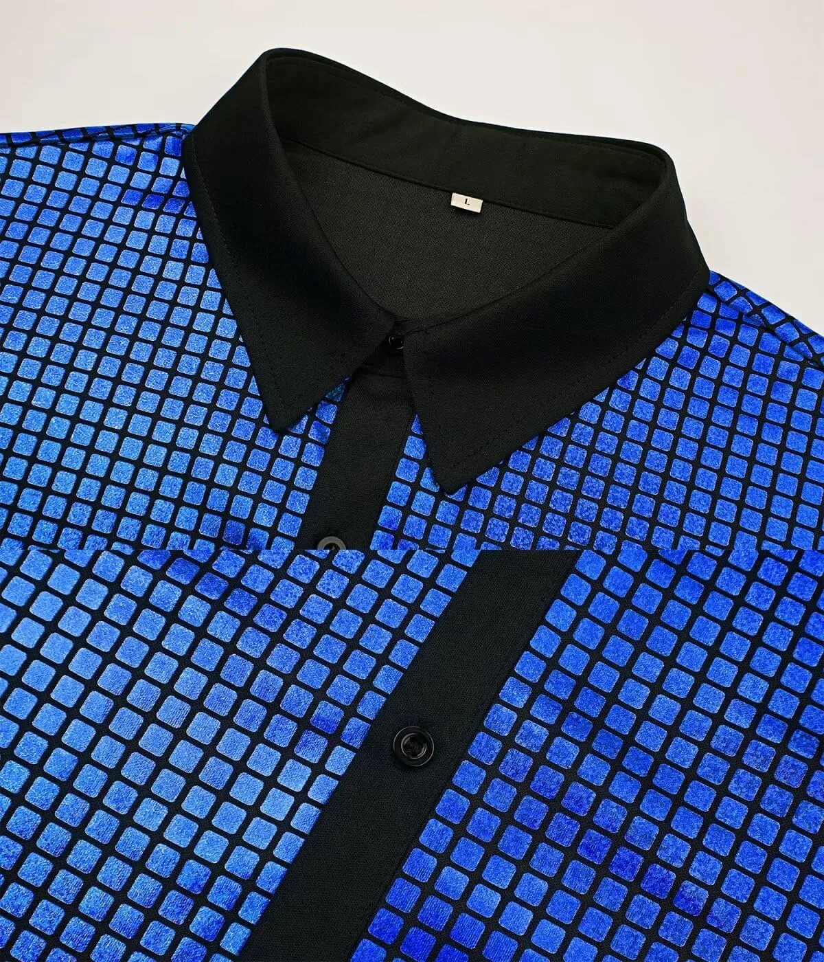 Men's 70s Disco Outfits Shirt Sequin Short Sleeve Top Prom Costume Halloween Party