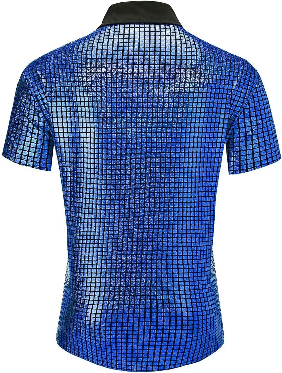 Men's 70s Disco Outfits Shirt Sequin Short Sleeve Top Prom Costume Halloween Party