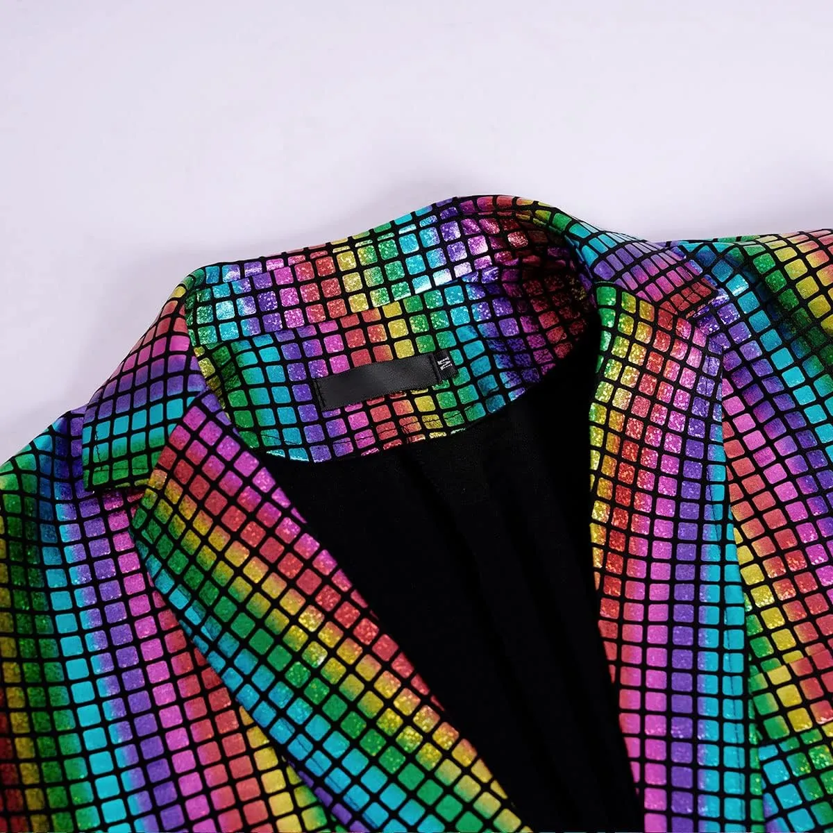 Men's 70s Disco Suit Set with Metal Sequin Jacket and Pants