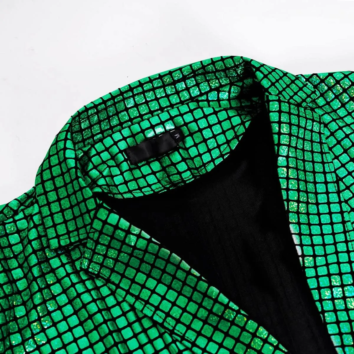 Men's 70s Disco Suit Set with Metal Sequin Jacket and Pants