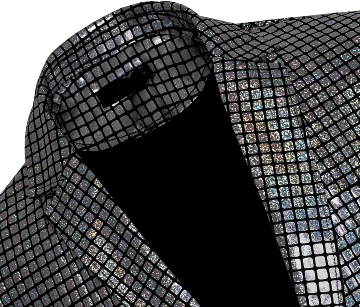 Men's 70s Disco Suit Set with Metal Sequin Jacket and Pants