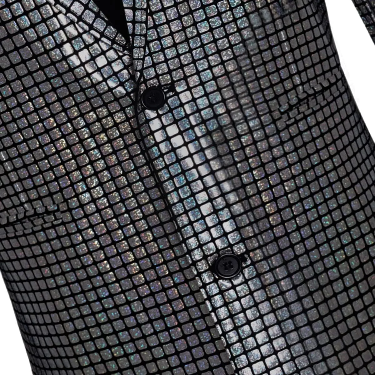 Men's 70s Disco Suit Set with Metal Sequin Jacket and Pants