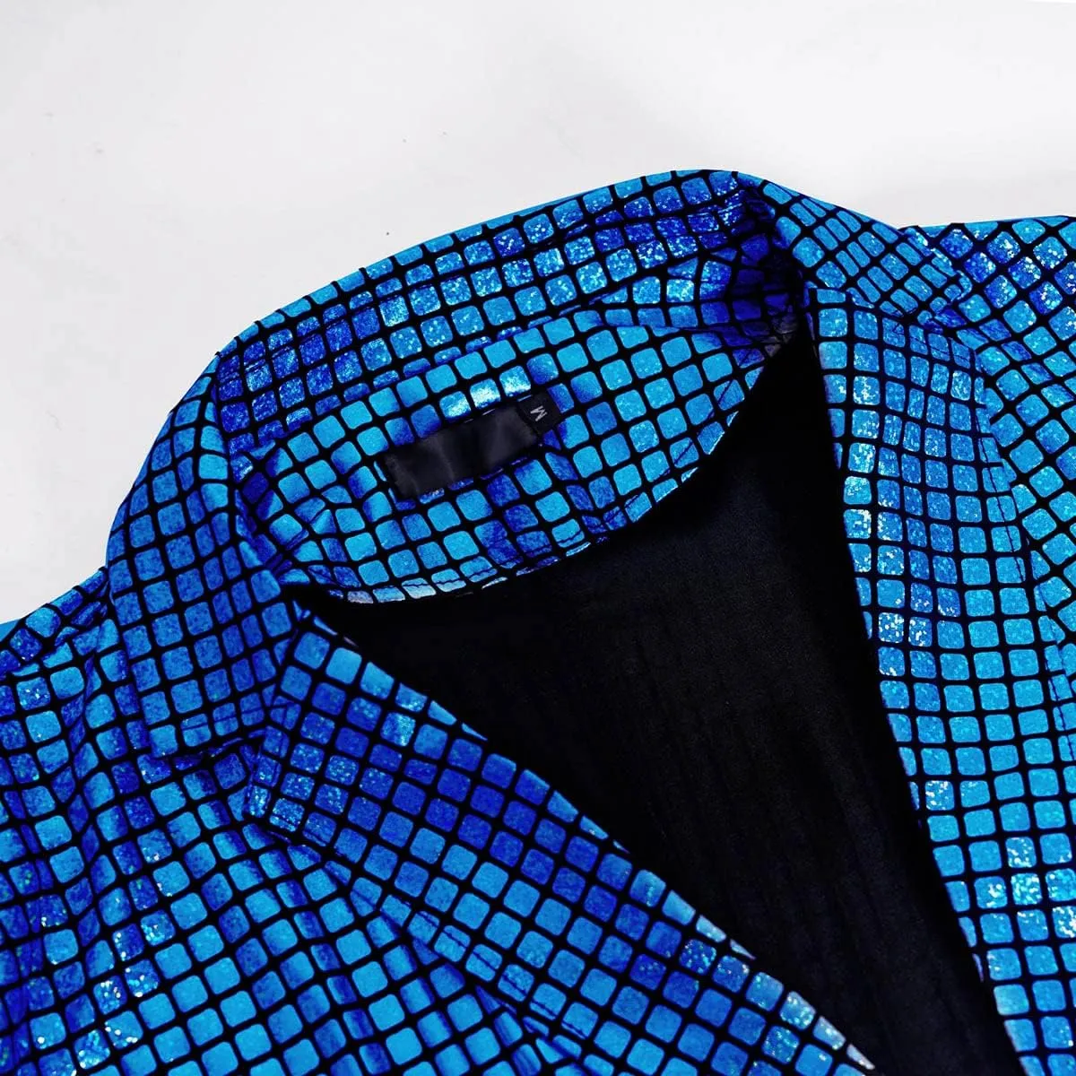 Men's 70s Disco Suit Set with Metal Sequin Jacket and Pants