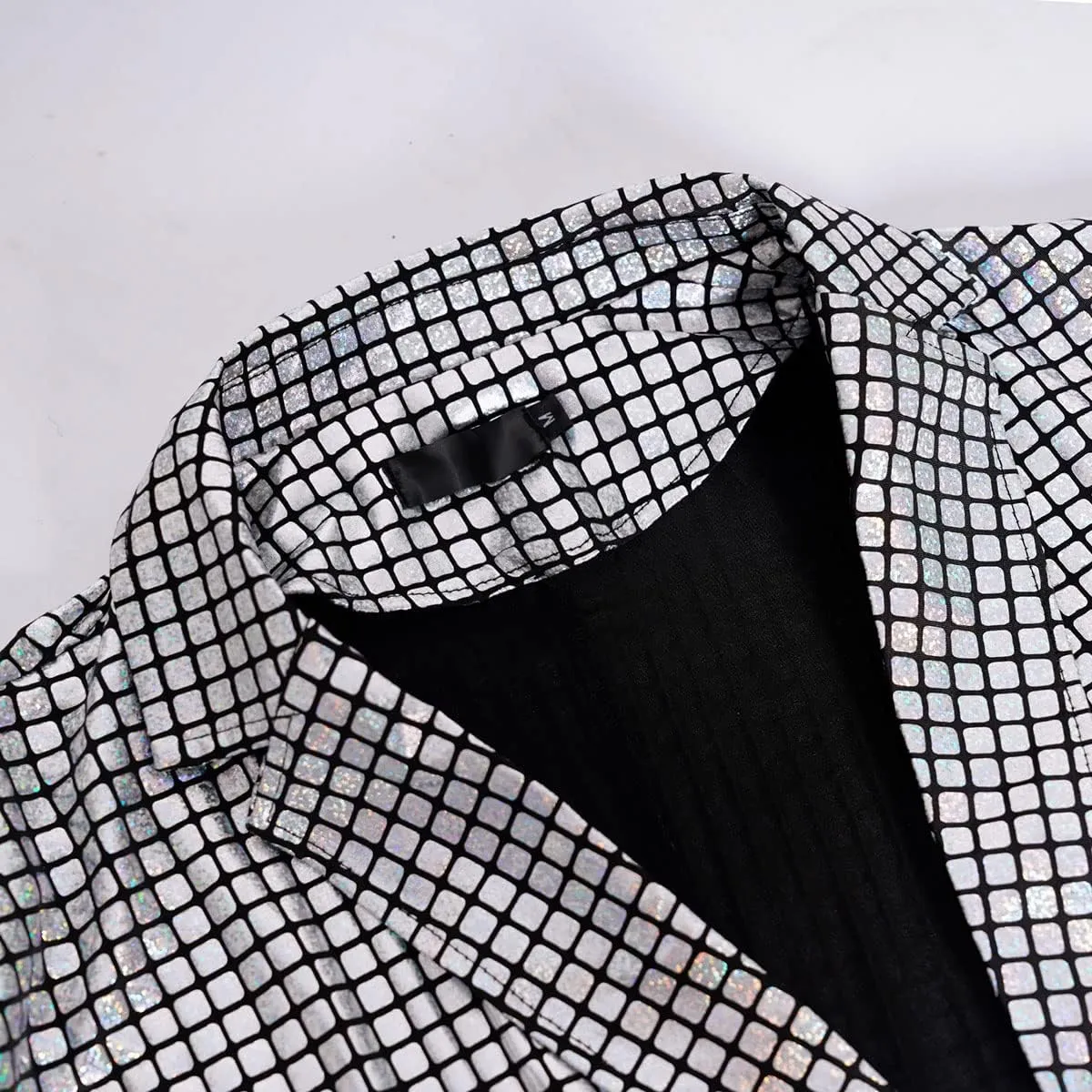 Men's 70s Disco Suit Set with Metal Sequin Jacket and Pants
