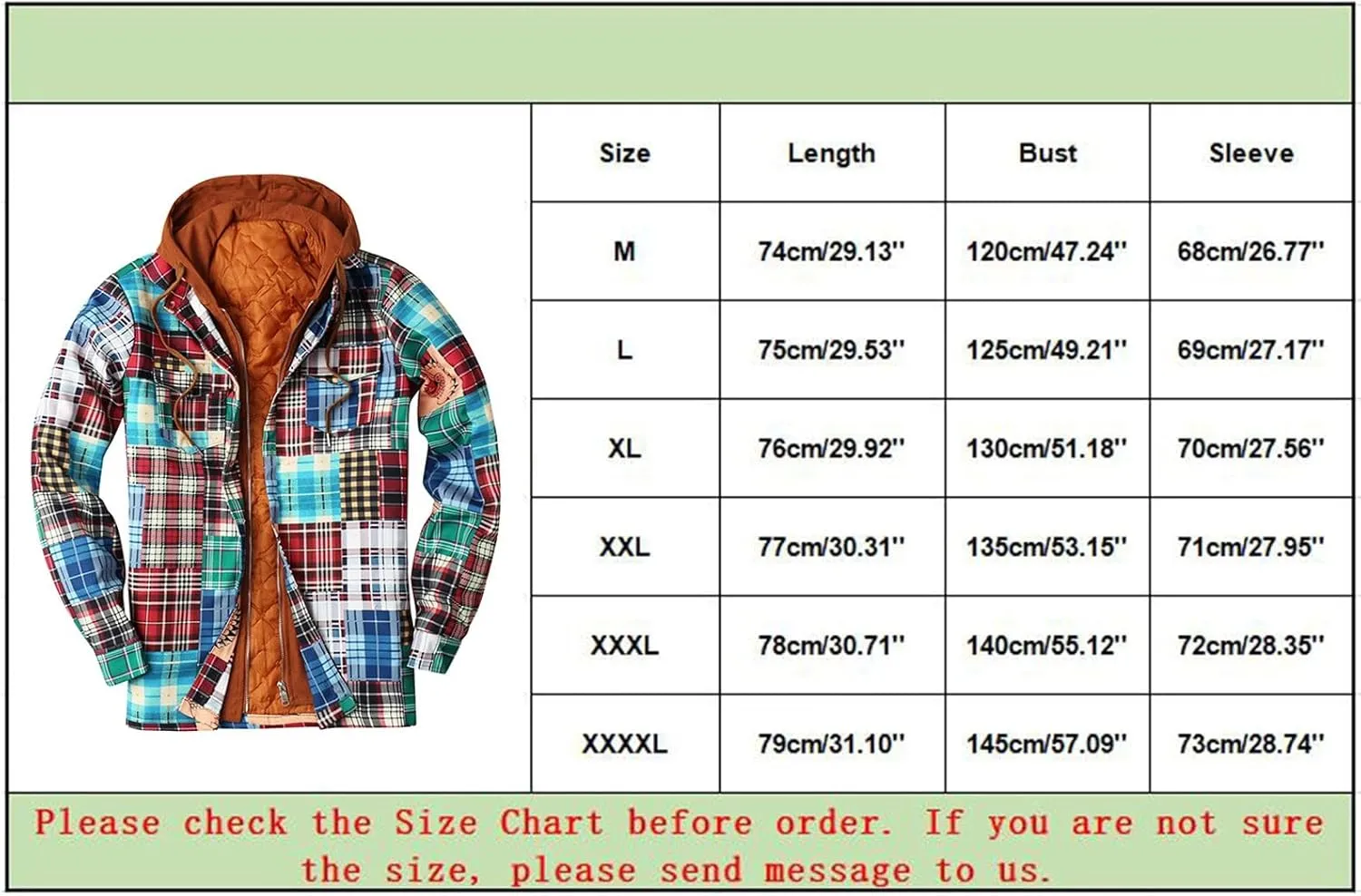 Men's Flannel Jackets Autumn Stripe Print Hooded Zipper Pocket Long Sleeve Shirt Patchwork Jacket Casual Long