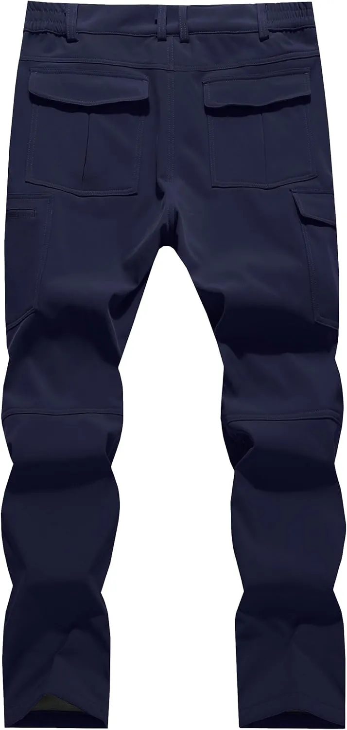 Men's Fleece Lined Outdoor Hiking Pants Waterproof Softshell Insulated Snow Ski Winter Camping Fishing Pants