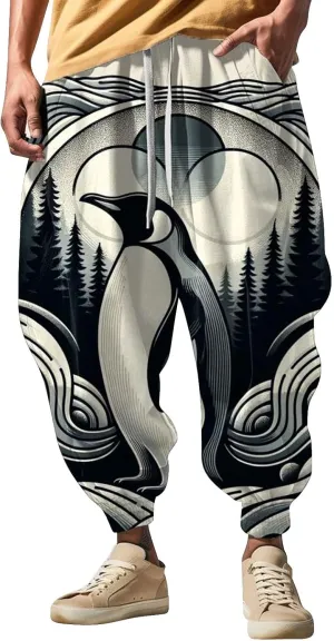Mens Harem Pants Loose Waist Casual Hippie Pants Sweatpants Mens Hip Hop Harem Pants Martial Arts Pants Kung Fu