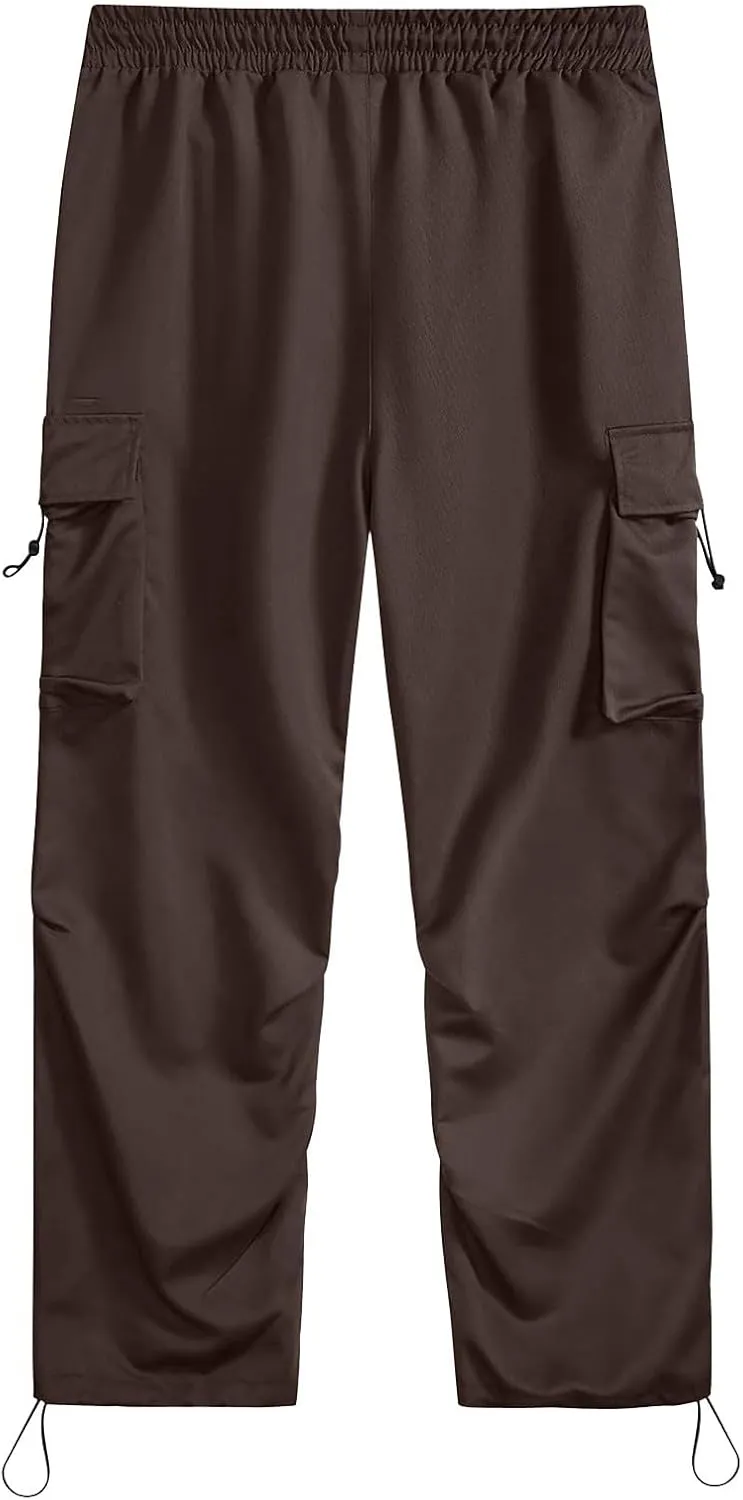 Men's Hip Hop Parachute Jogger Pants Y2K Street Baggy Trousers Rap Hippies Cargo Pants Harem Pants with Pockets
