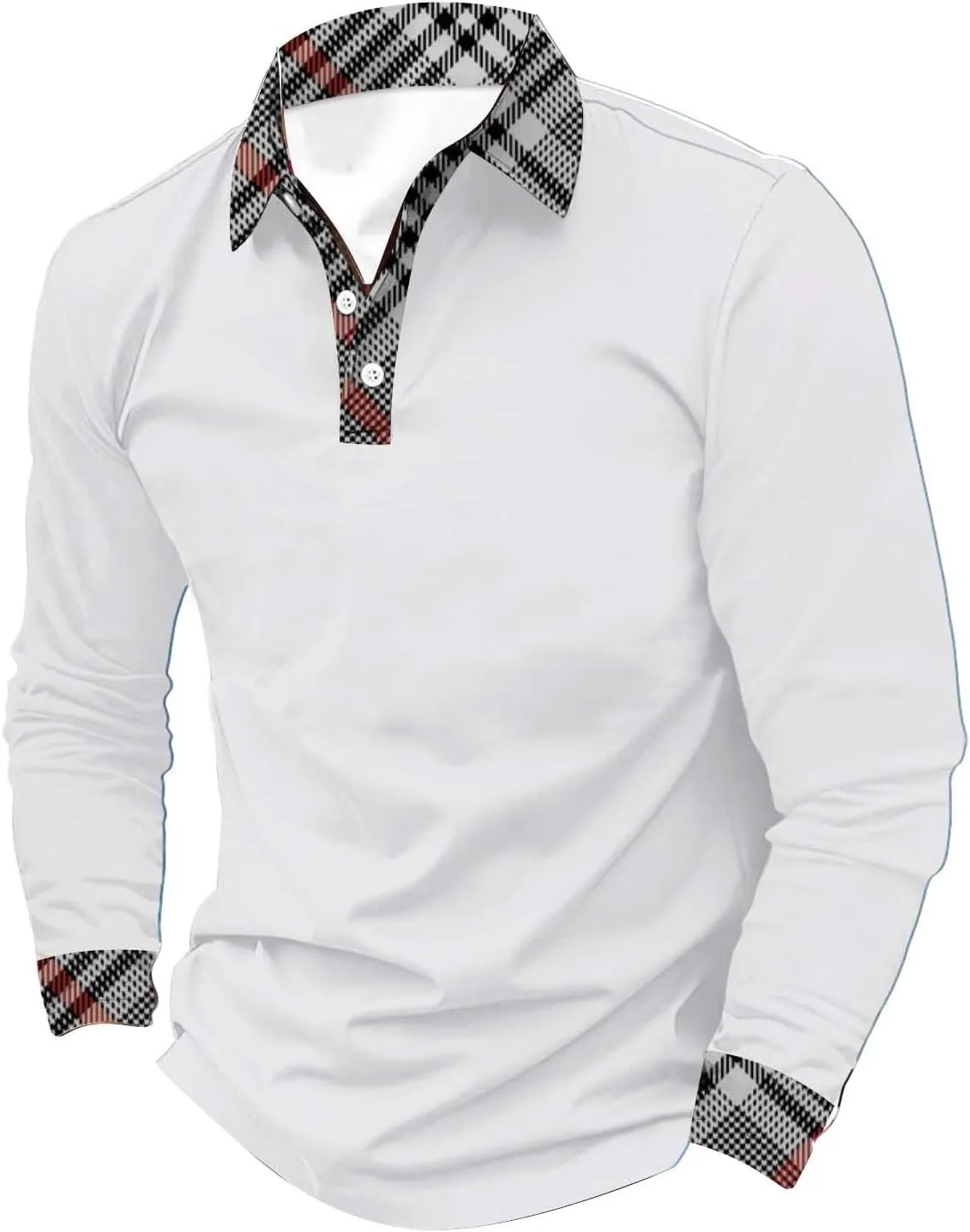 Men's Knit Lapel Collar Shirts Casual Printted Patchwork Long Sleeve Classic Shirts Outdoor Button Down Golf Shirts