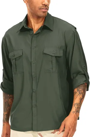 Men's Long Sleeve UV Sun Protection Shirt UPF 50  Quick Dry Cooling,Fishing Shirt for Safari Travel Hiking