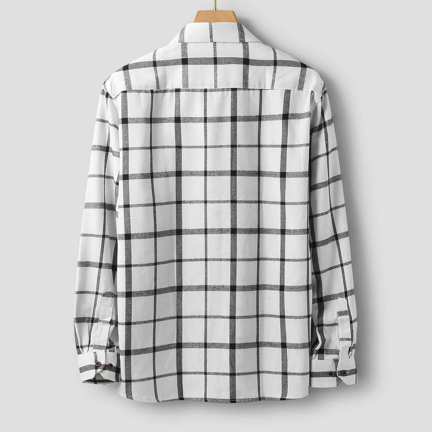 Mens Plaid Jacket Fashionable Square Printing Lightweight Breathable Long Sleeve Lapel Formal Shirt with Hood for