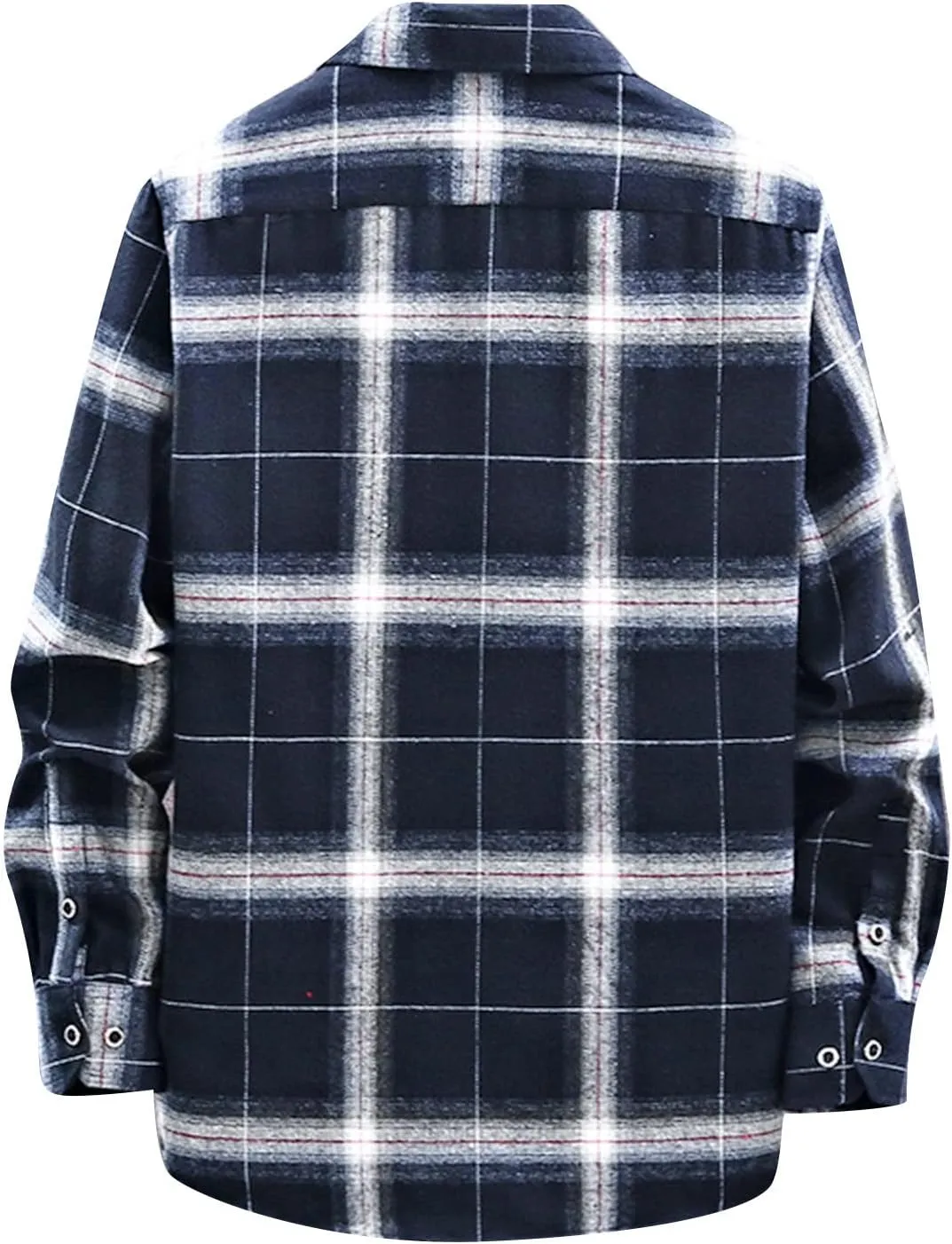 Mens Plaid Jacket Fashionable Square Printing Lightweight Breathable Long Sleeve Lapel Formal Shirt with Hood for