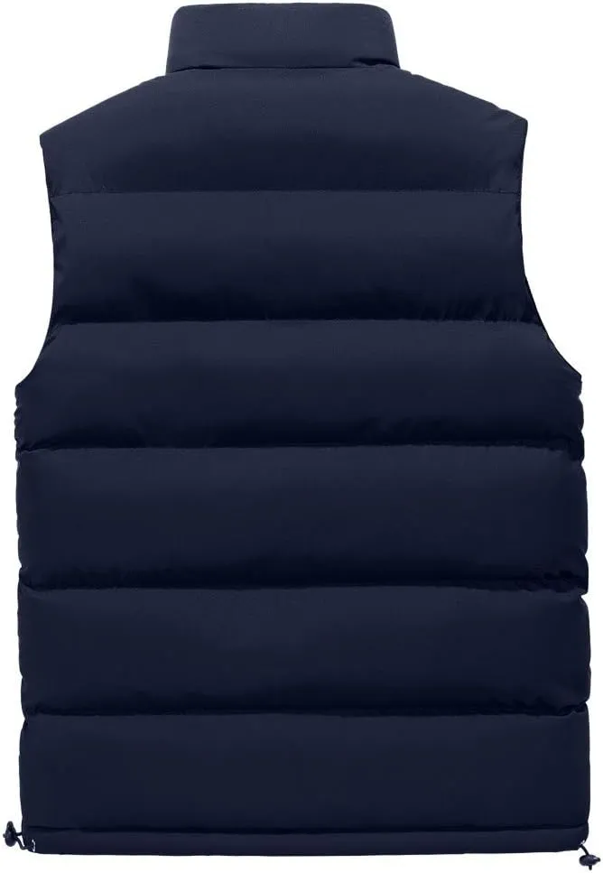 Men's Puffer Vest Casual Vest Winter Jacket With Pocket Solid Color Outdoor Vest Top Riding Skiing Fishing Puffy Vests, S-6XL