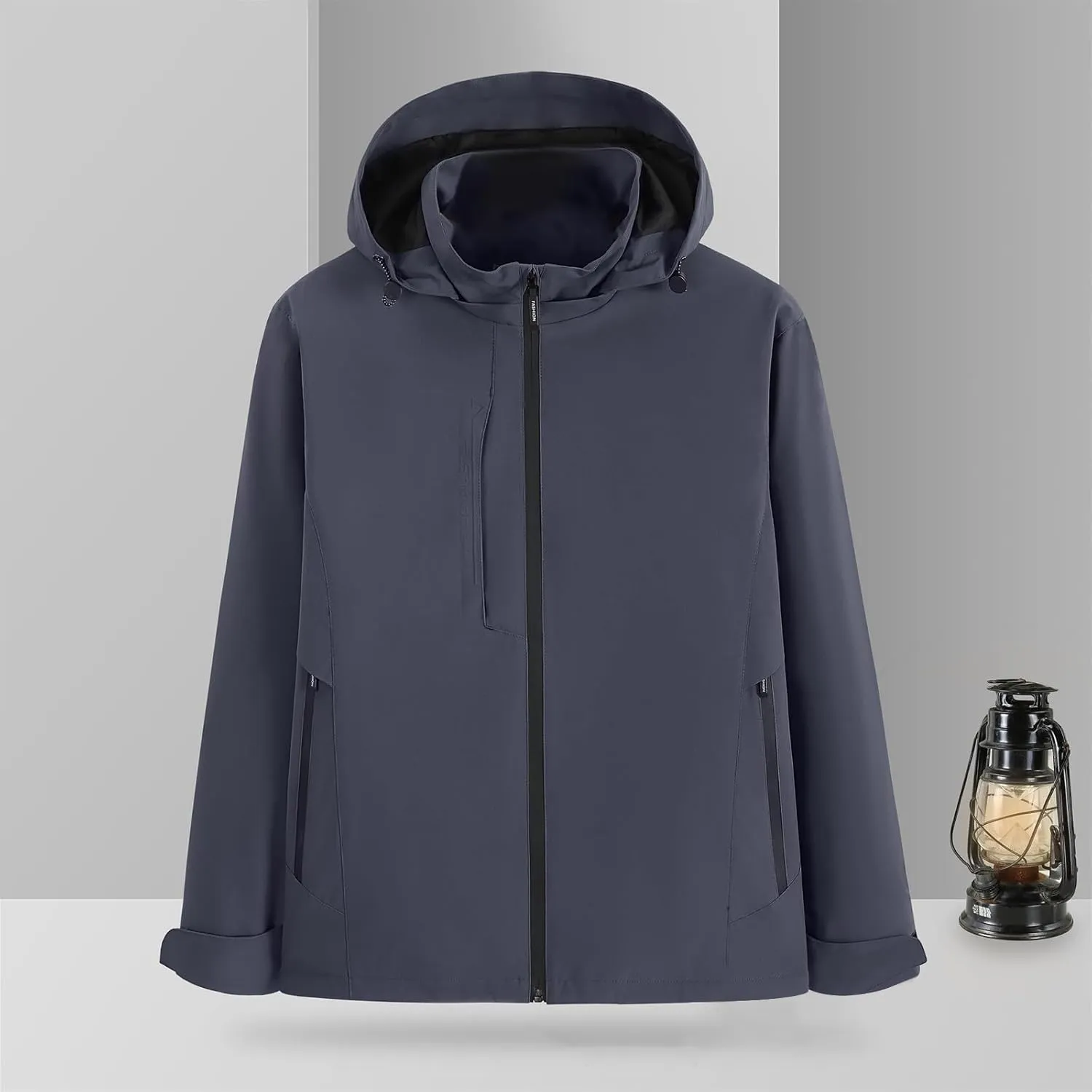 Men's Softshell Military Jacket Fleece Lined Water Repellent Outdoor Reflective Coat with Removable Hood