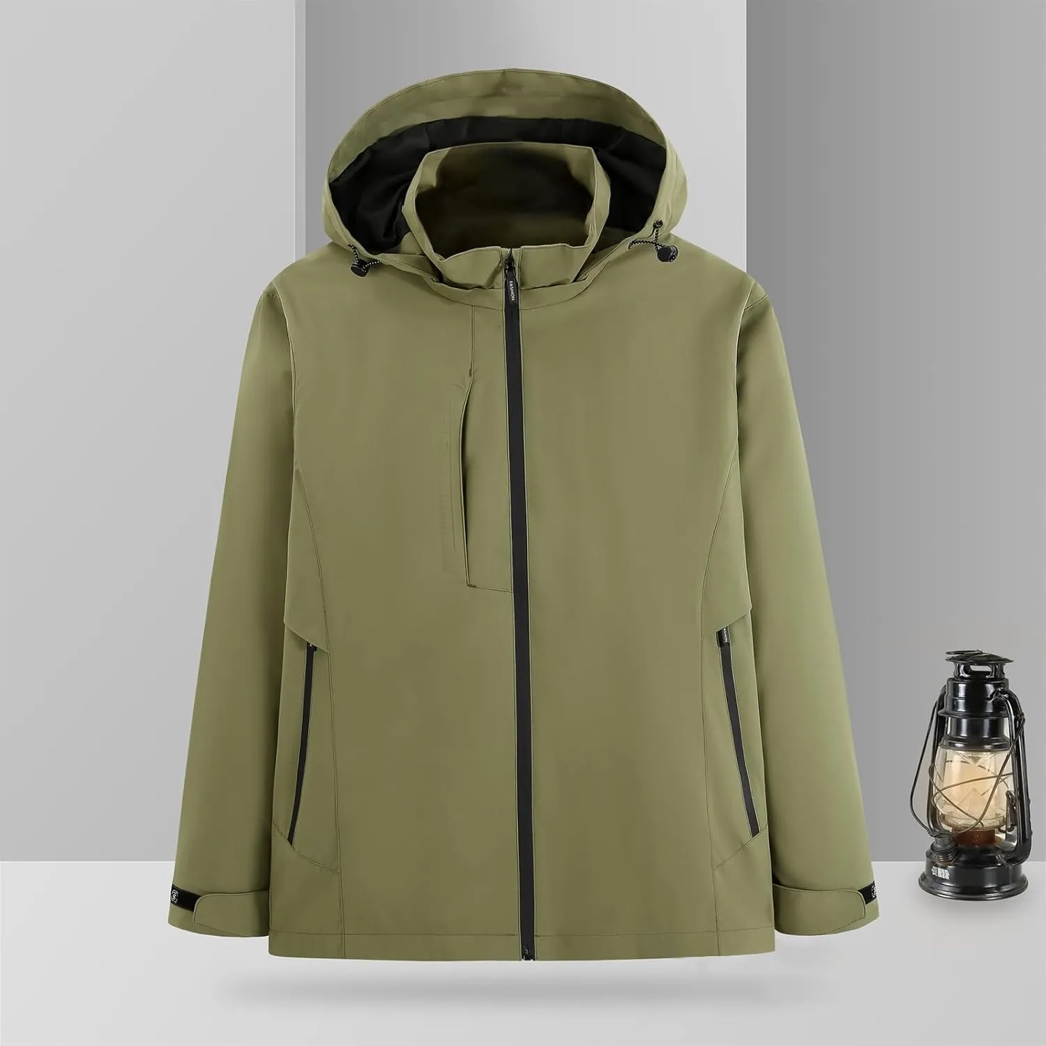 Men's Softshell Military Jacket Fleece Lined Water Repellent Outdoor Reflective Coat with Removable Hood
