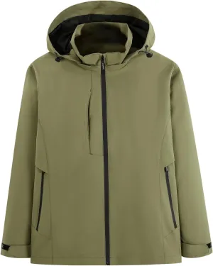Men's Softshell Military Jacket Fleece Lined Water Repellent Outdoor Reflective Coat with Removable Hood