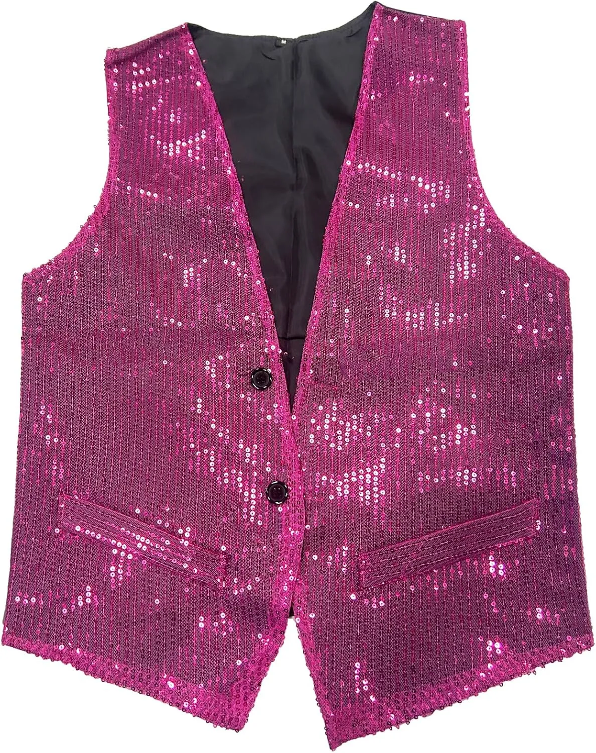 Men's Sparkling Sequin Vest V-Neck Slim Fit Waistcoat for Dancing Christmas Party Wedding Prom Events