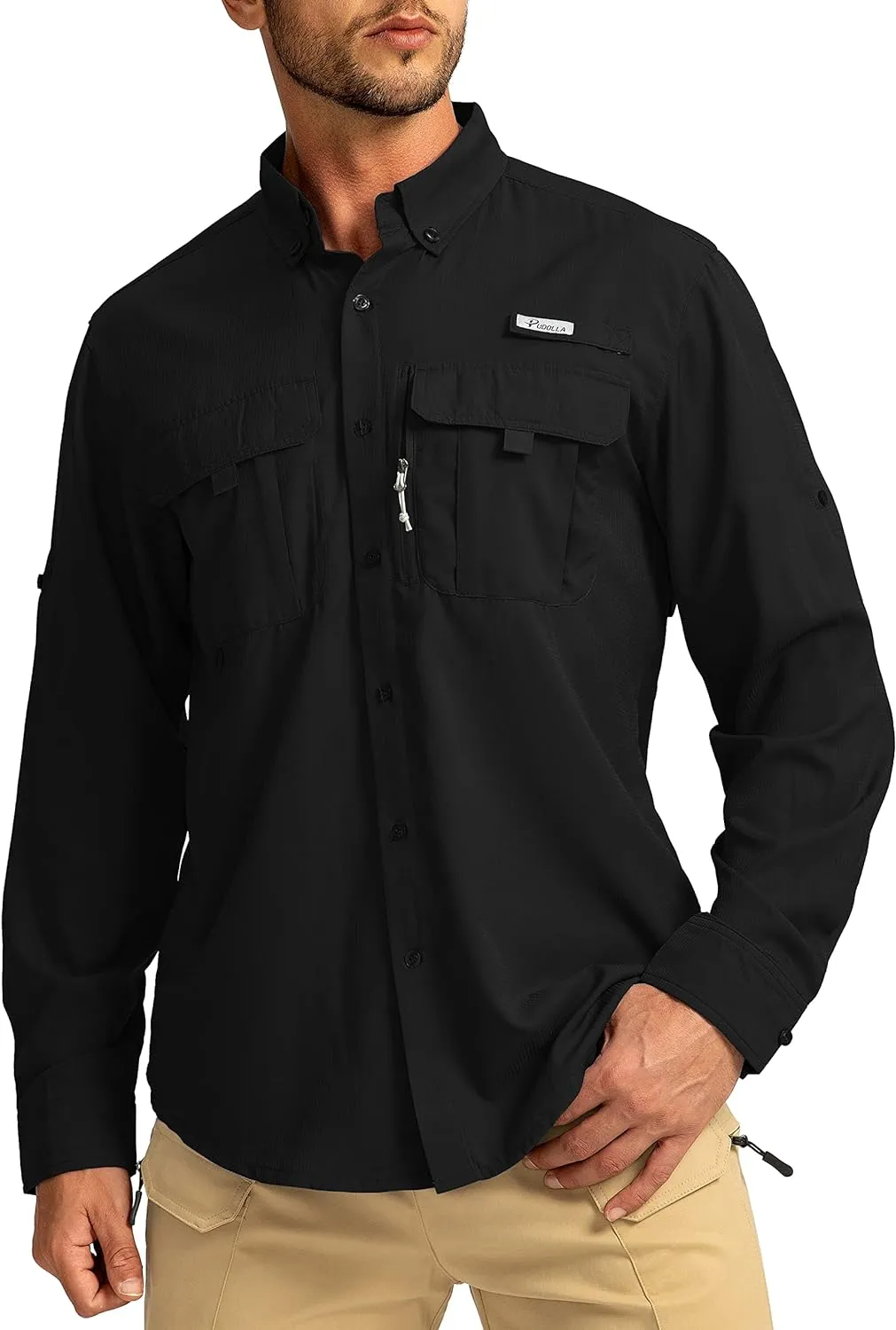 Men's Sun Protection Fishing Shirts Long Sleeve Travel Work Shirts for Men UPF50  Button Down Shirts with Zipper Pockets