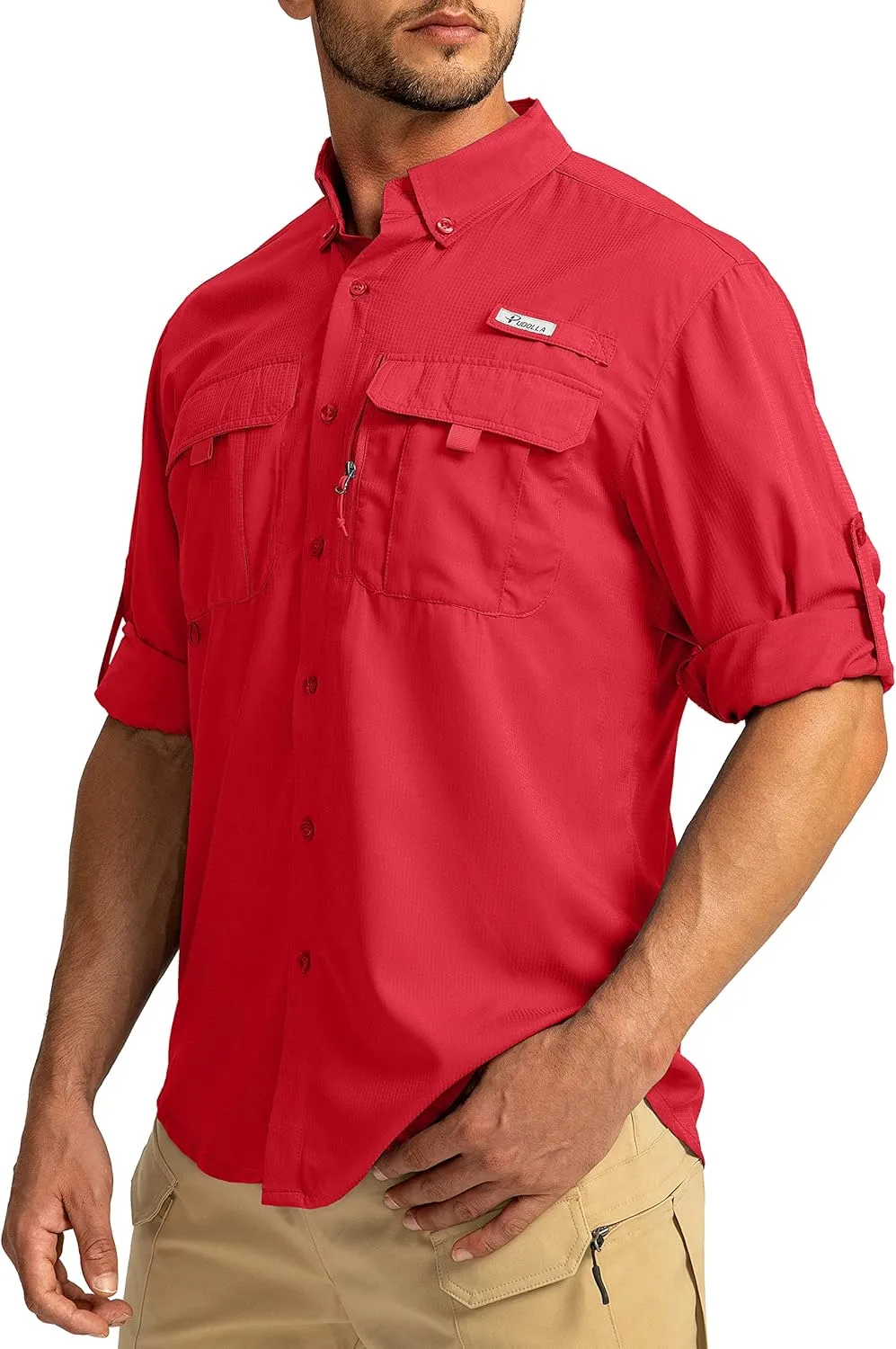 Men's Sun Protection Fishing Shirts Long Sleeve Travel Work Shirts for Men UPF50  Button Down Shirts with Zipper Pockets