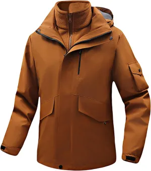 Mens Windbreaker Jackets Lightweight Rain Jacket Men Waterproof Winter Outdoor Coat for Men with Detachable Lining S-5XL