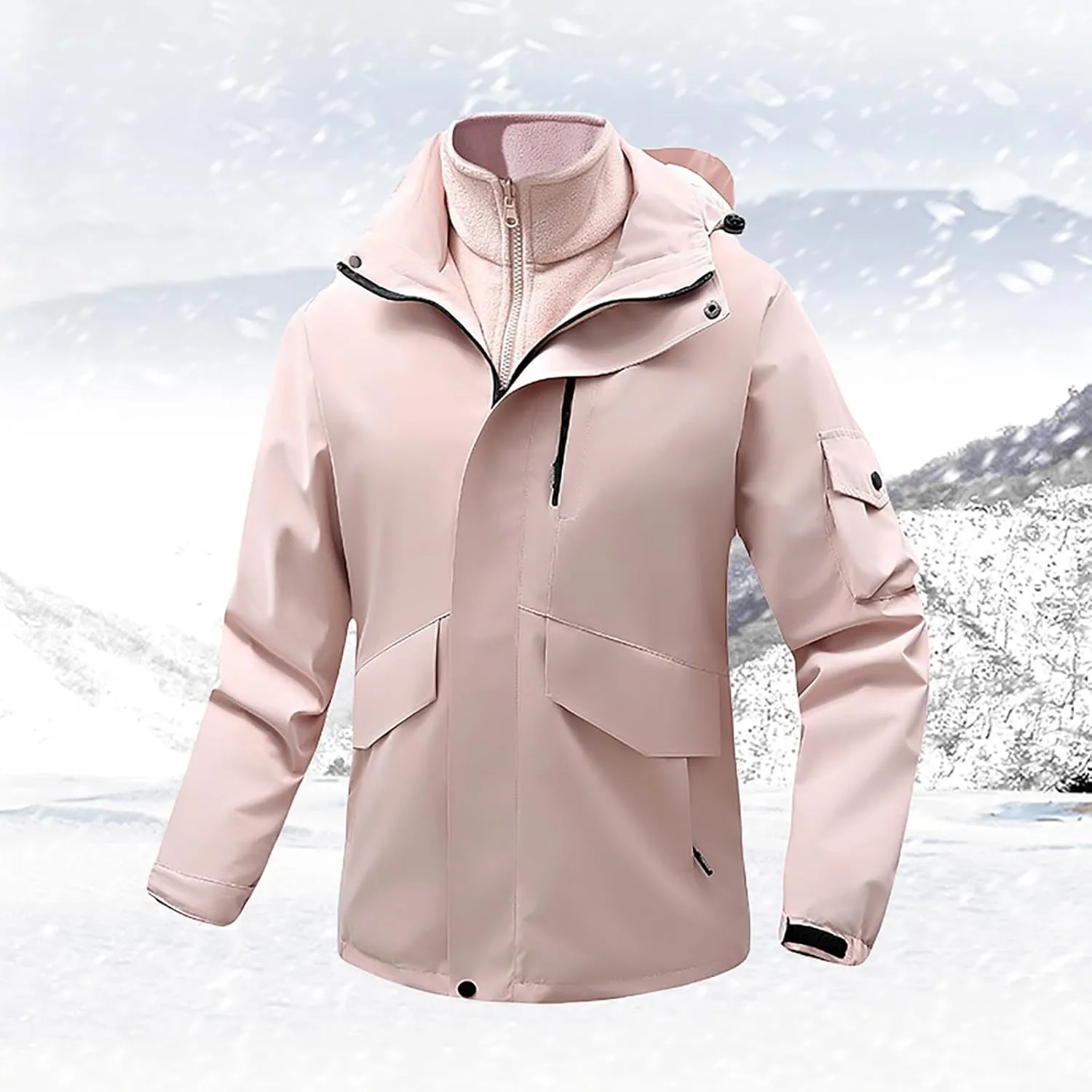 Mens Windbreaker Jackets Lightweight Rain Jacket Men Waterproof Winter Outdoor Coat for Men with Detachable Lining S-5XL
