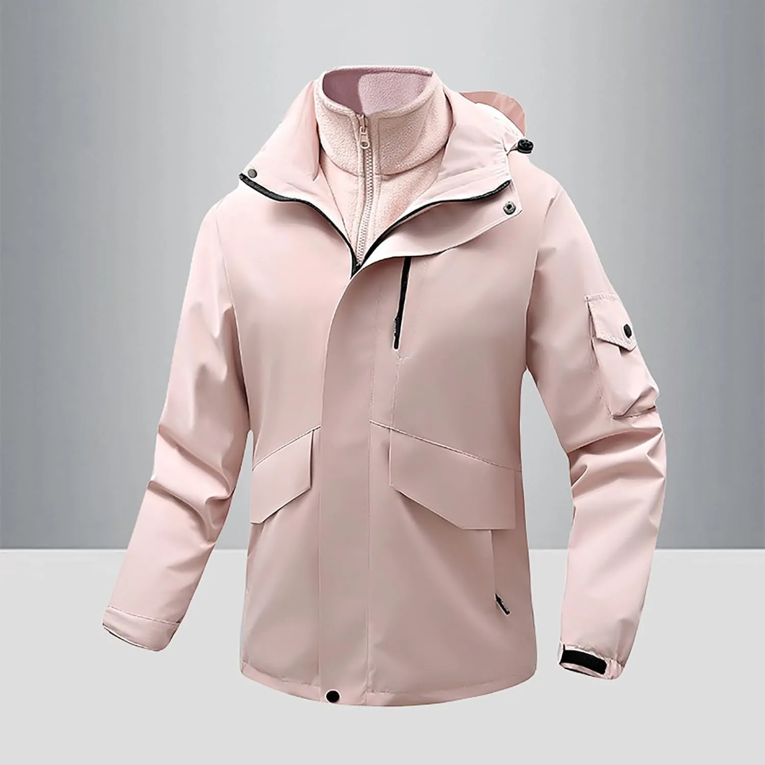 Mens Windbreaker Jackets Lightweight Rain Jacket Men Waterproof Winter Outdoor Coat for Men with Detachable Lining S-5XL