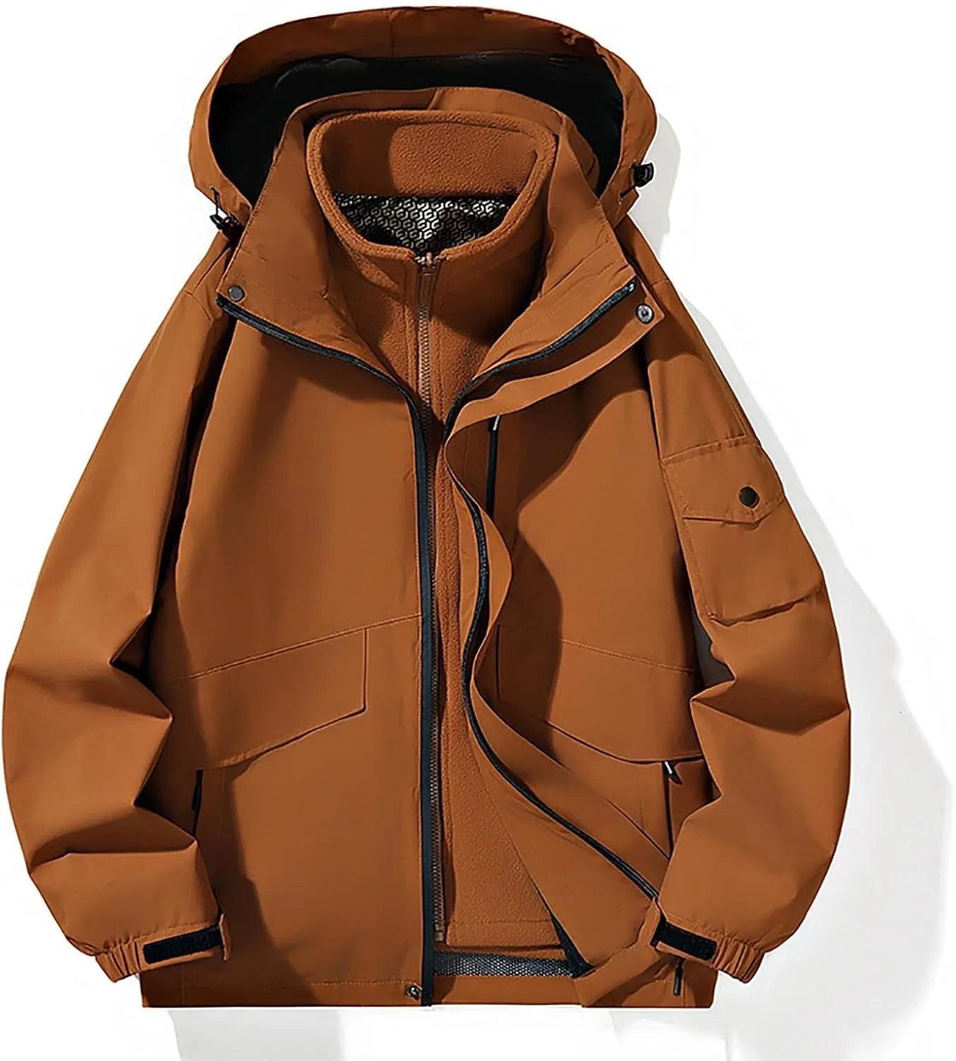 Mens Windbreaker Jackets Lightweight Rain Jacket Men Waterproof Winter Outdoor Coat for Men with Detachable Lining S-5XL