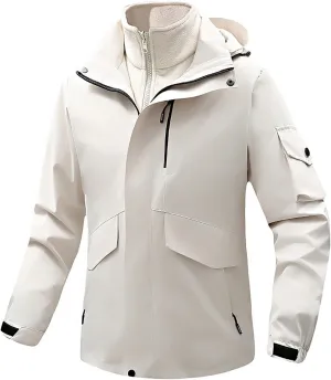 Mens Windbreaker Jackets Lightweight Rain Jacket Men Waterproof Winter Outdoor Coat for Men with Detachable Lining S-5XL