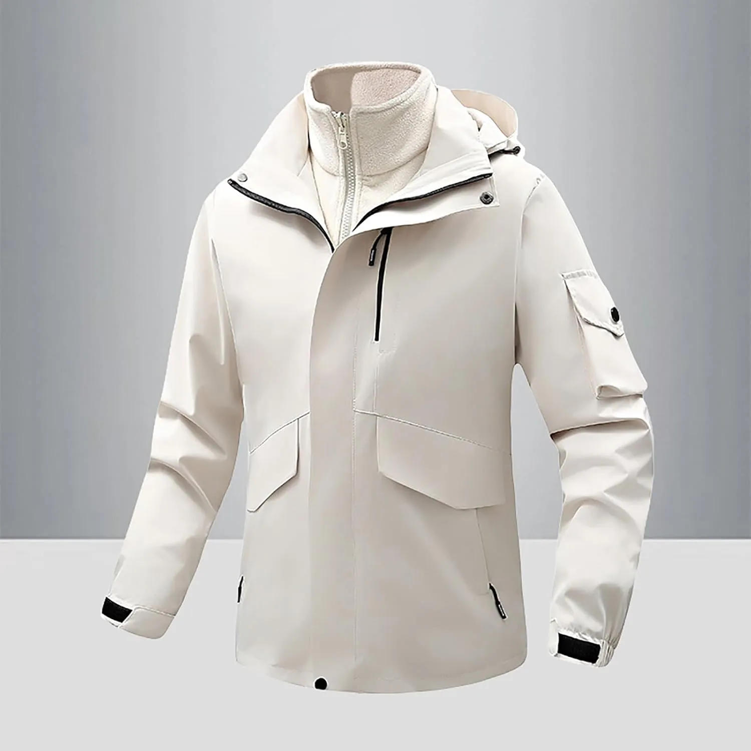 Mens Windbreaker Jackets Lightweight Rain Jacket Men Waterproof Winter Outdoor Coat for Men with Detachable Lining S-5XL