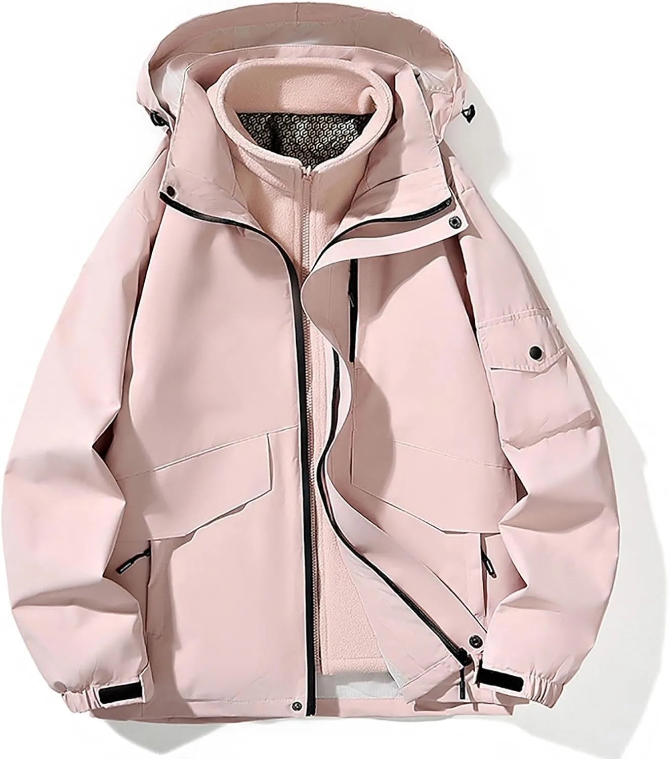 Mens Windbreaker Jackets Lightweight Rain Jacket Men Waterproof Winter Outdoor Coat for Men with Detachable Lining S-5XL