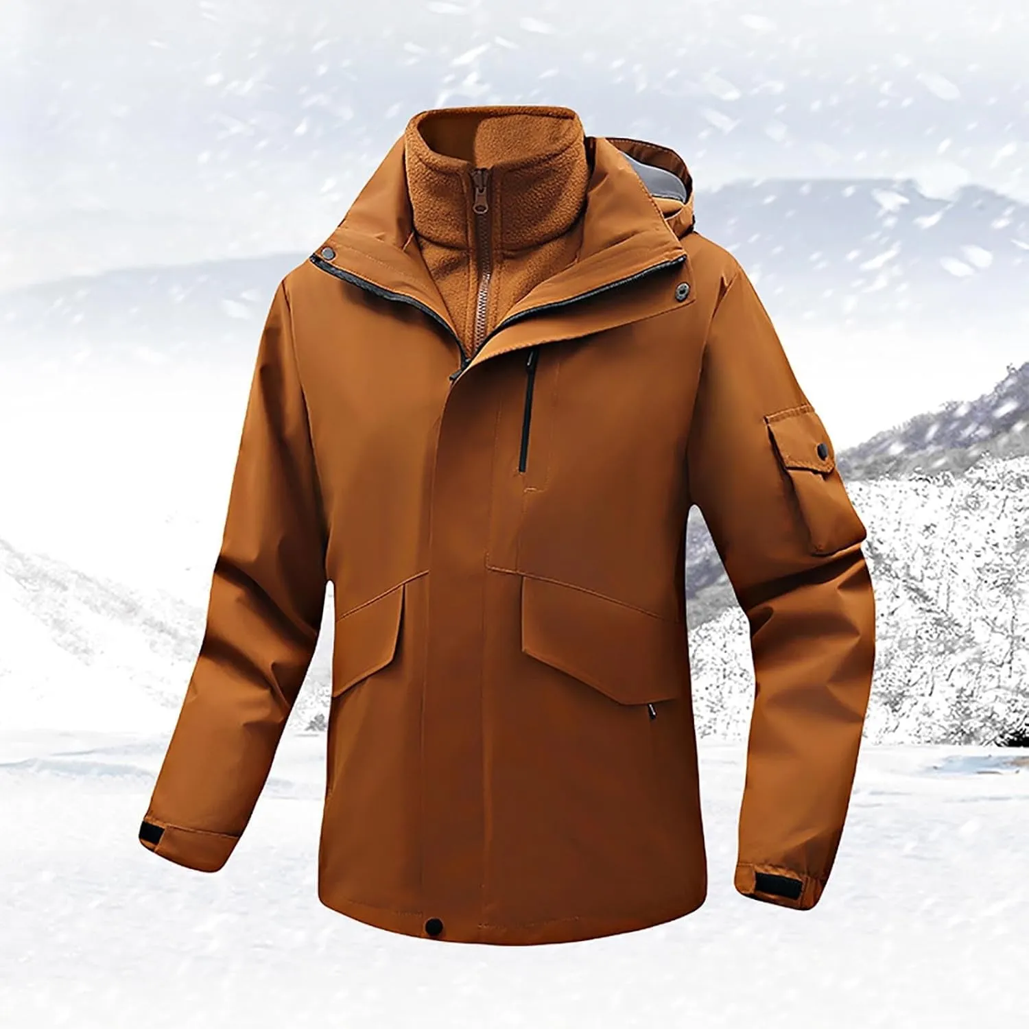 Mens Windbreaker Jackets Lightweight Rain Jacket Men Waterproof Winter Outdoor Coat for Men with Detachable Lining S-5XL