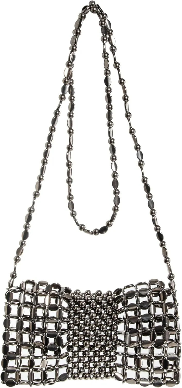 Metallic Beaded Sequin Crossbody Bag with Lining | Acrylic Bead WOC | Elegant Wallet on Chain for Evening Galas