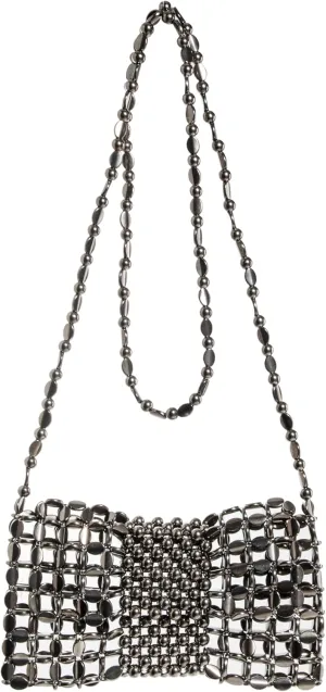 Metallic Beaded Sequin Crossbody Bag with Lining | Acrylic Bead WOC | Elegant Wallet on Chain for Evening Galas