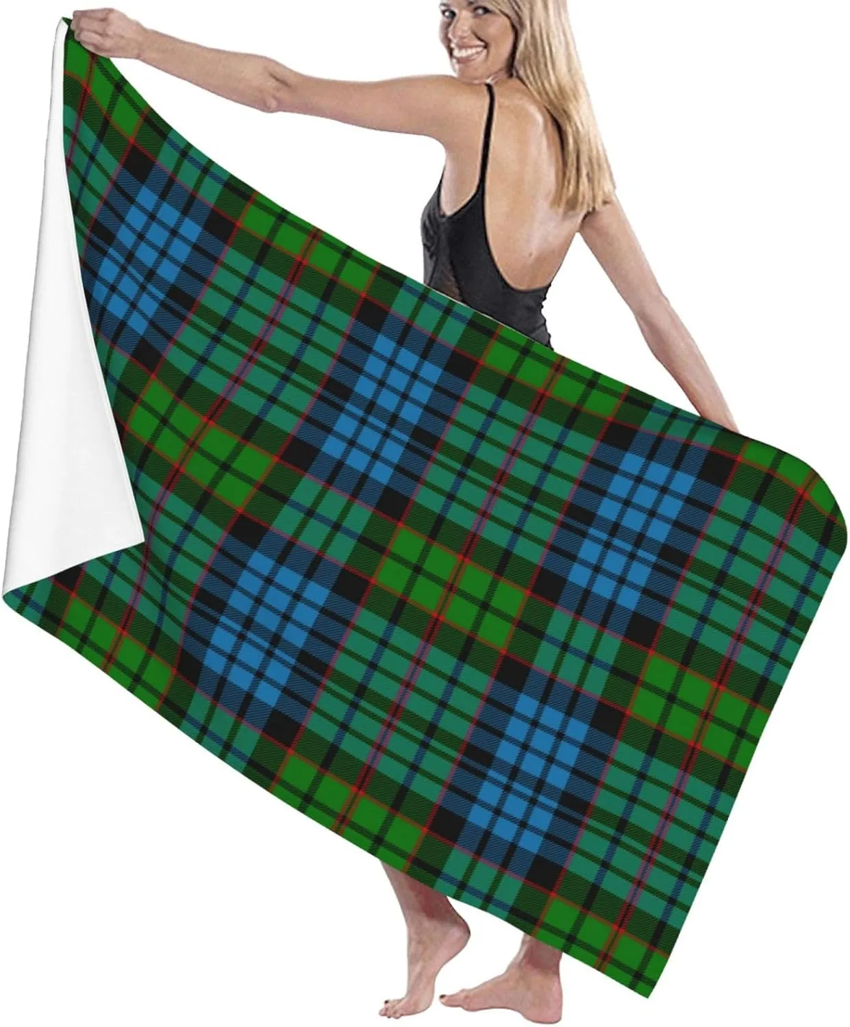 Microfiber Absorbent Bath Towel, Scottish Clan Fletcher Tartan Plaid Adult Quick-Drying Beach Towel, Travel Vacation, Outdoor Activities, Beach, Swimming Essential Accessories