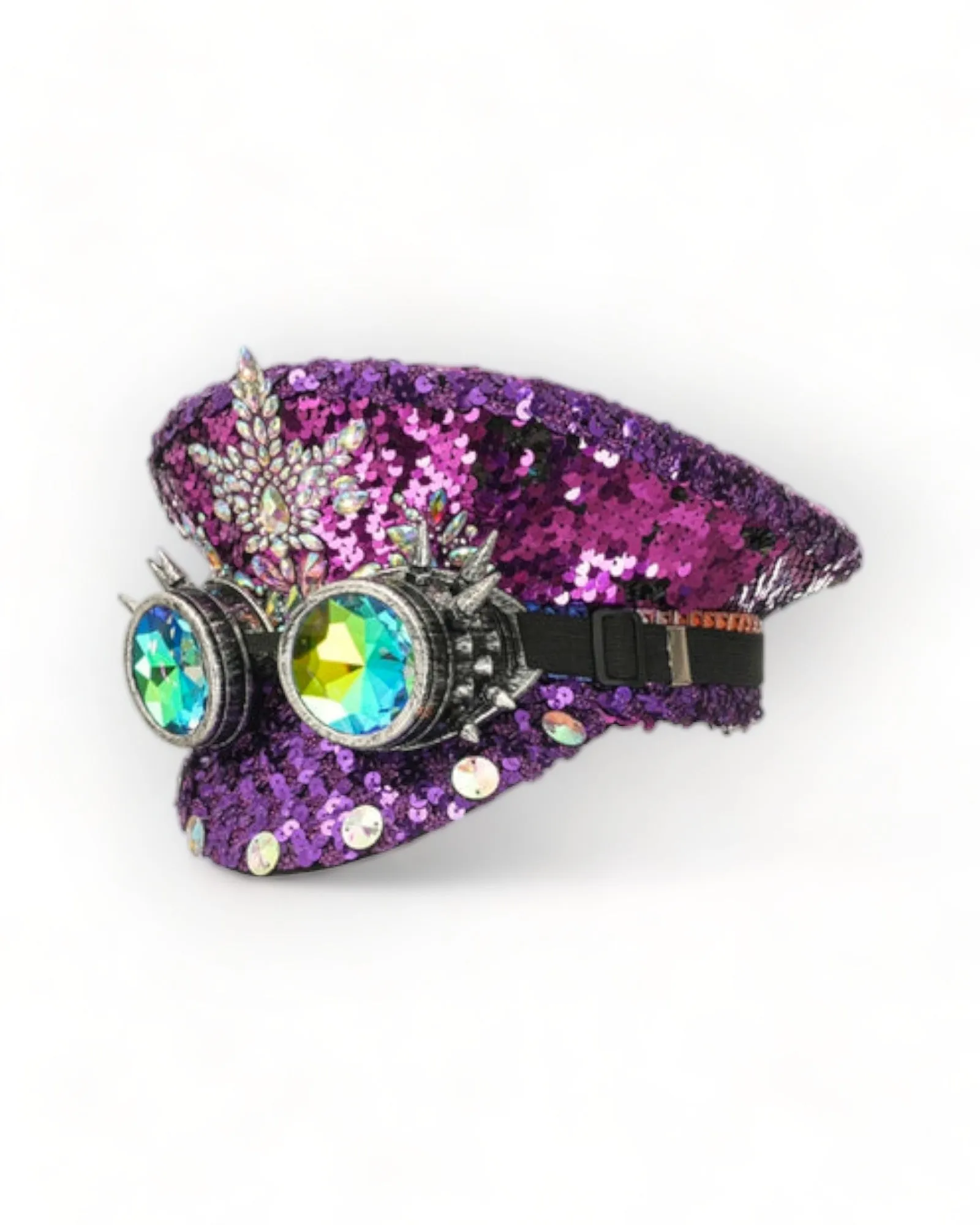 Military Hat with Rhinestones and Kaledoiscope Sunglasses