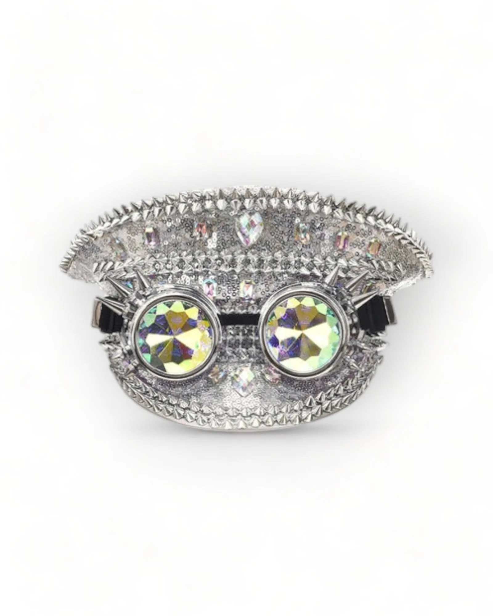 Military Hat with Rhinestones and Kaledoiscope Sunglasses
