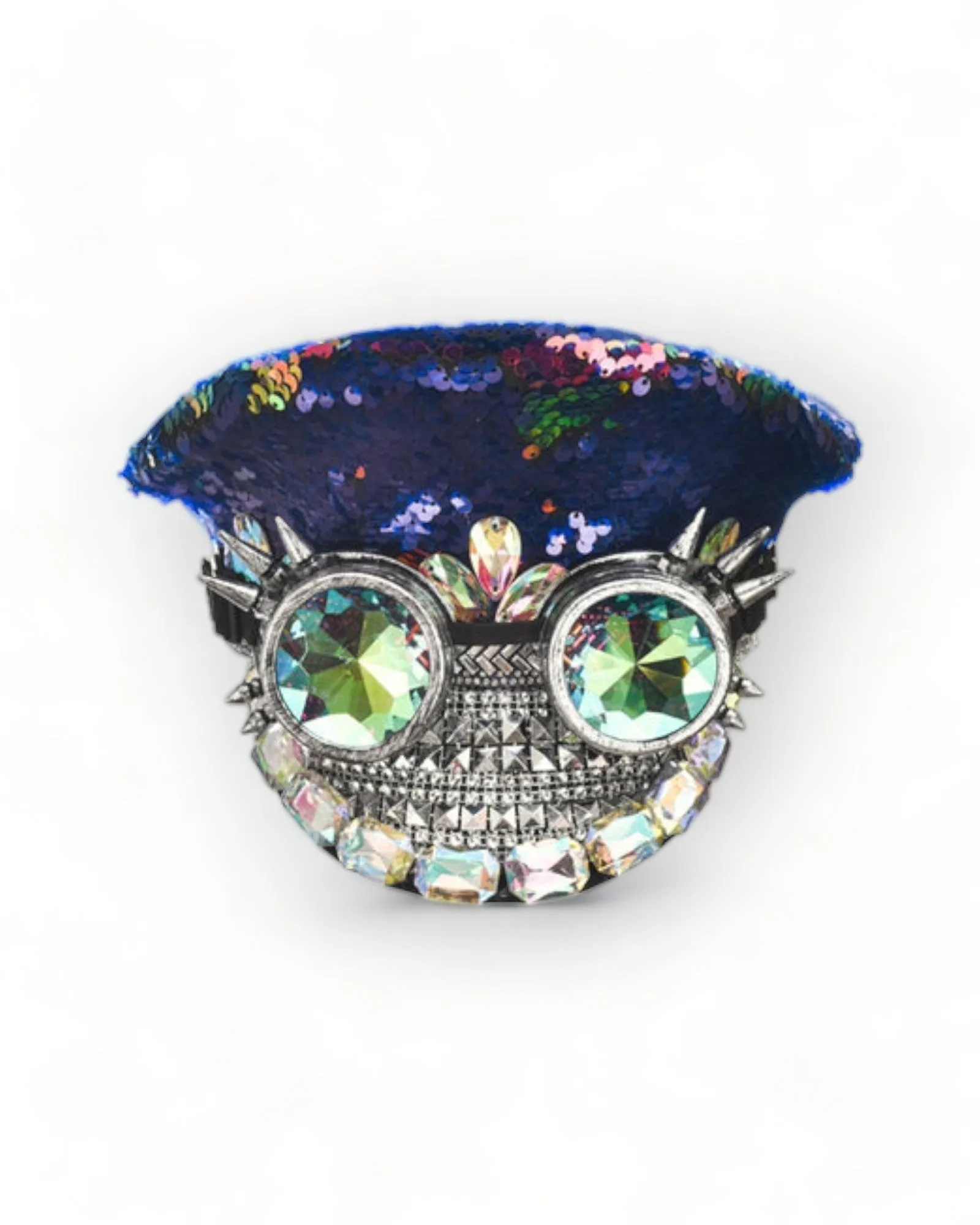 Military Hat with Rhinestones and Kaledoiscope Sunglasses