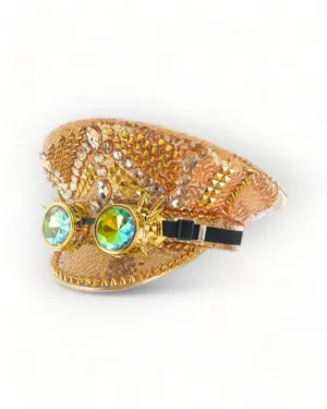 Military Hat with Rhinestones and Kaledoiscope Sunglasses
