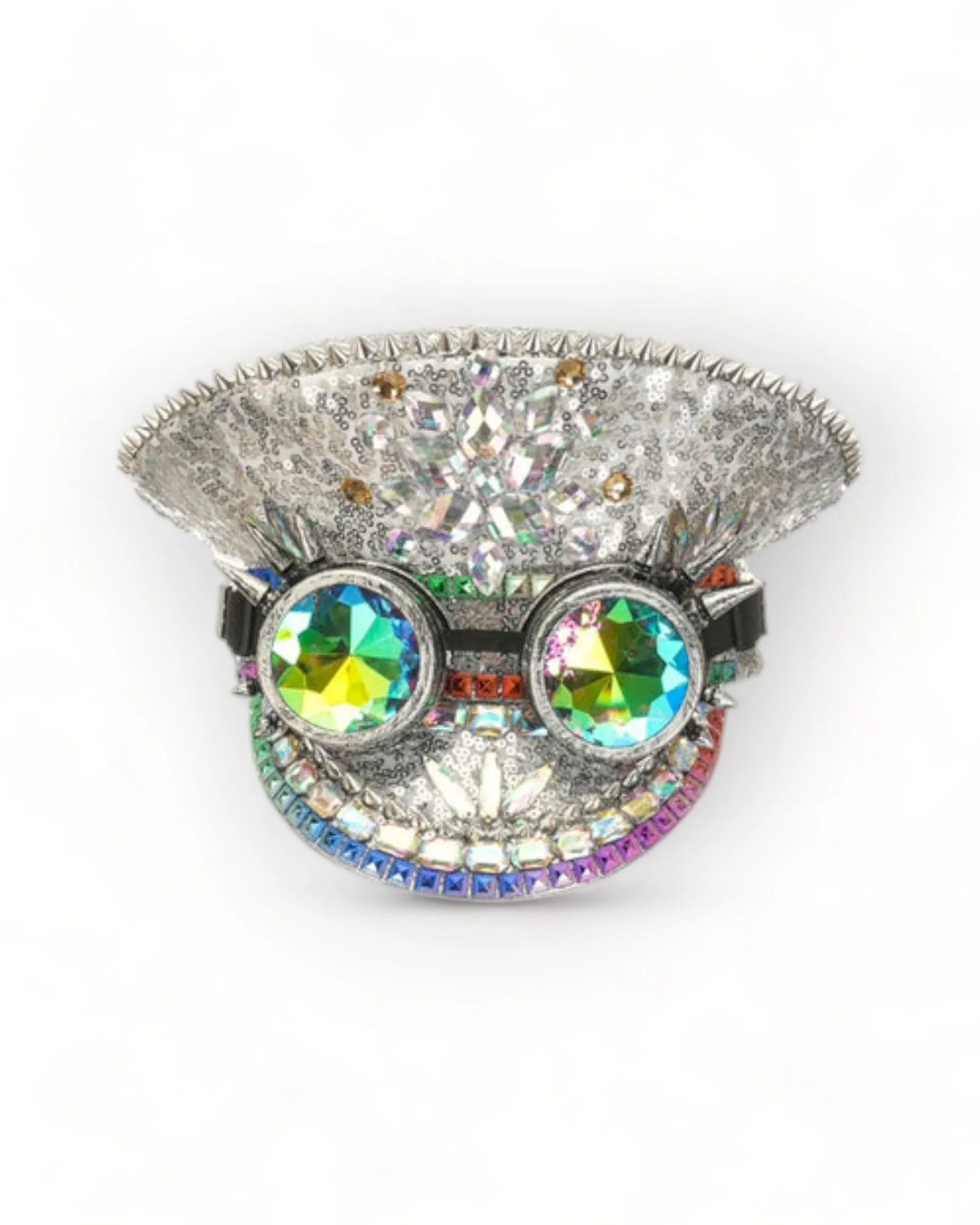Military Hat with Rhinestones and Kaledoiscope Sunglasses