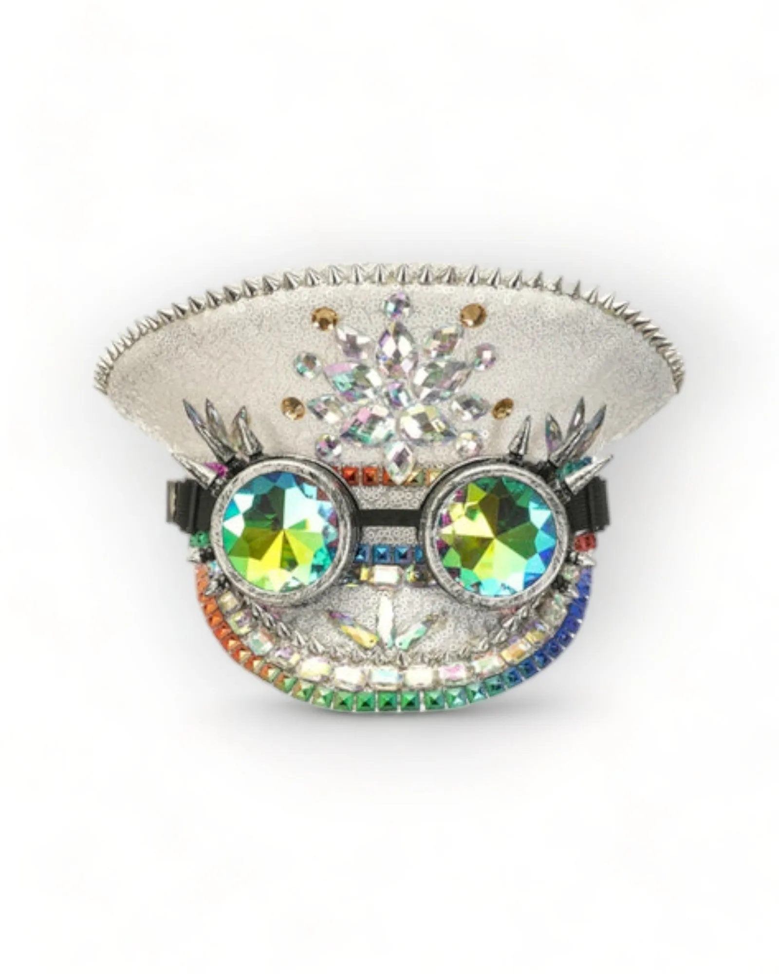 Military Hat with Rhinestones and Kaledoiscope Sunglasses