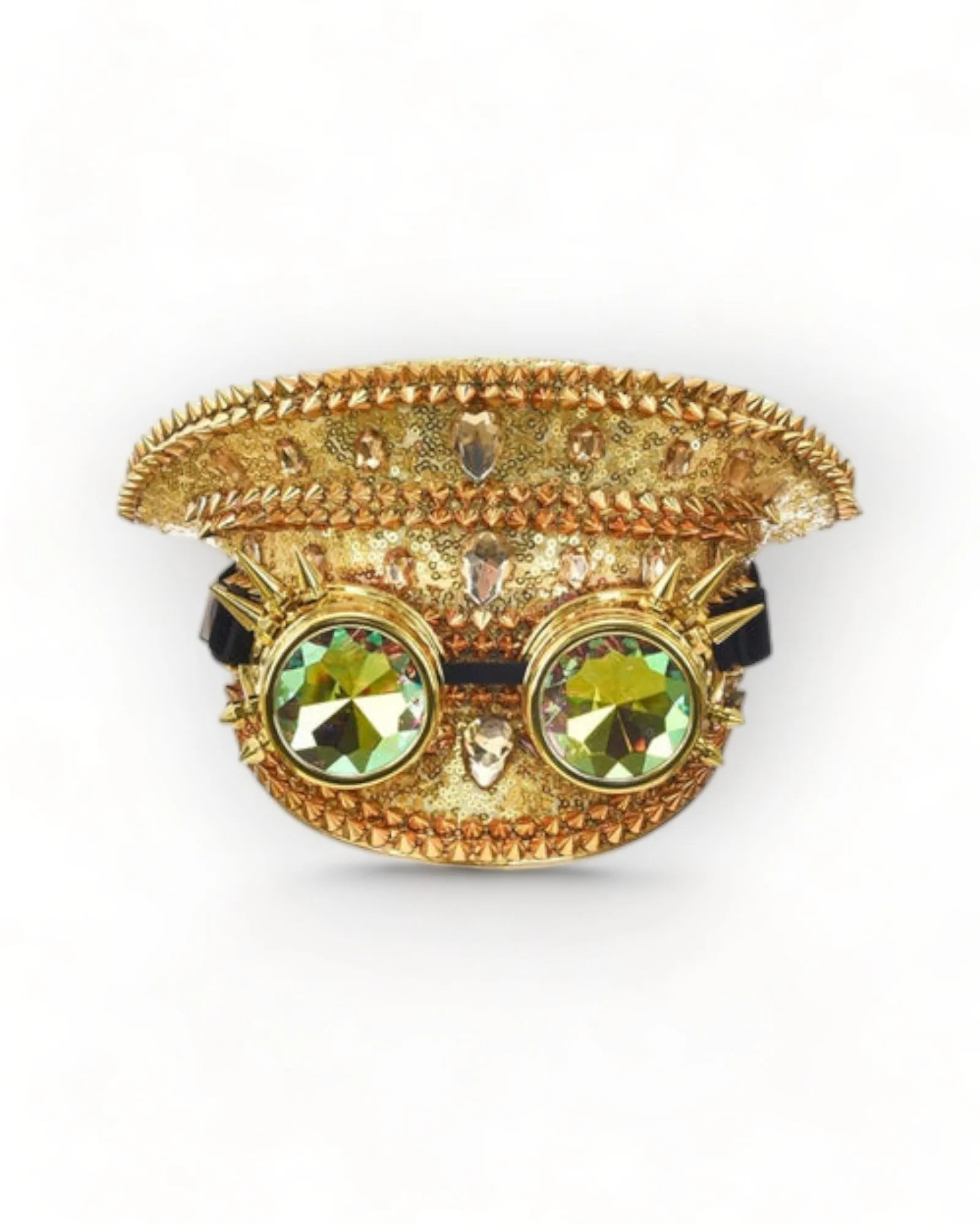 Military Hat with Rhinestones and Kaledoiscope Sunglasses